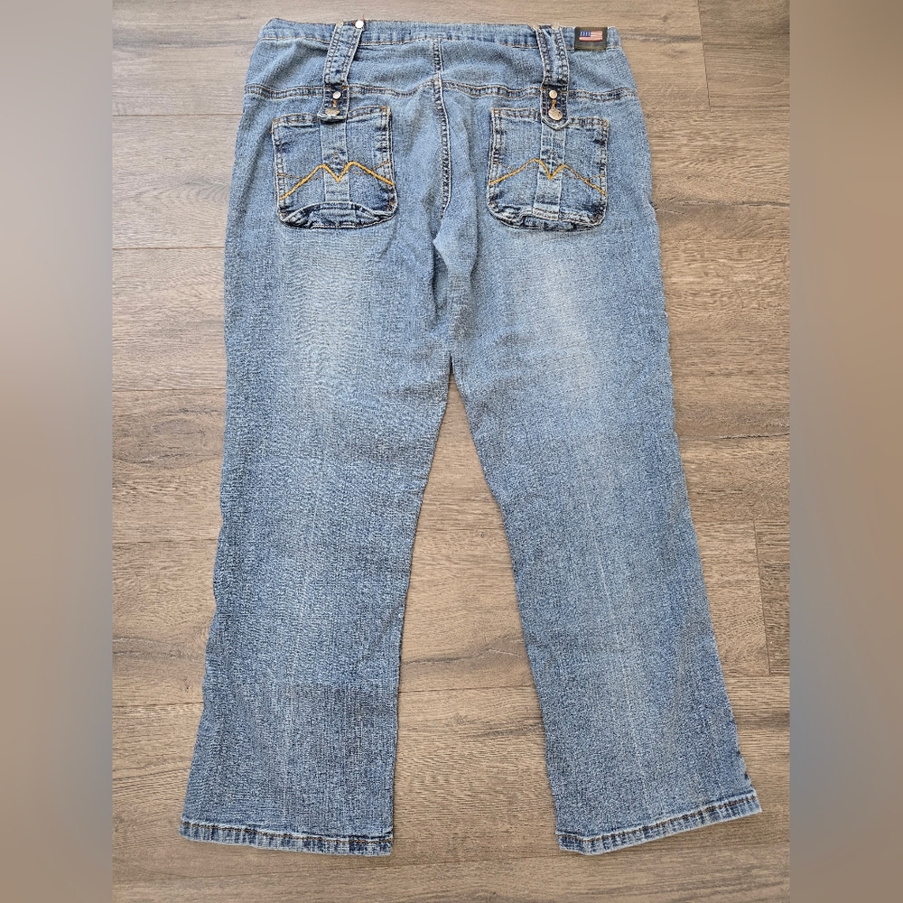 Y2K Apollo Jeans Straight Leg Capri Lowrise Front Pockets Button Detail Sz 11/12 - Picture 4 of 10
